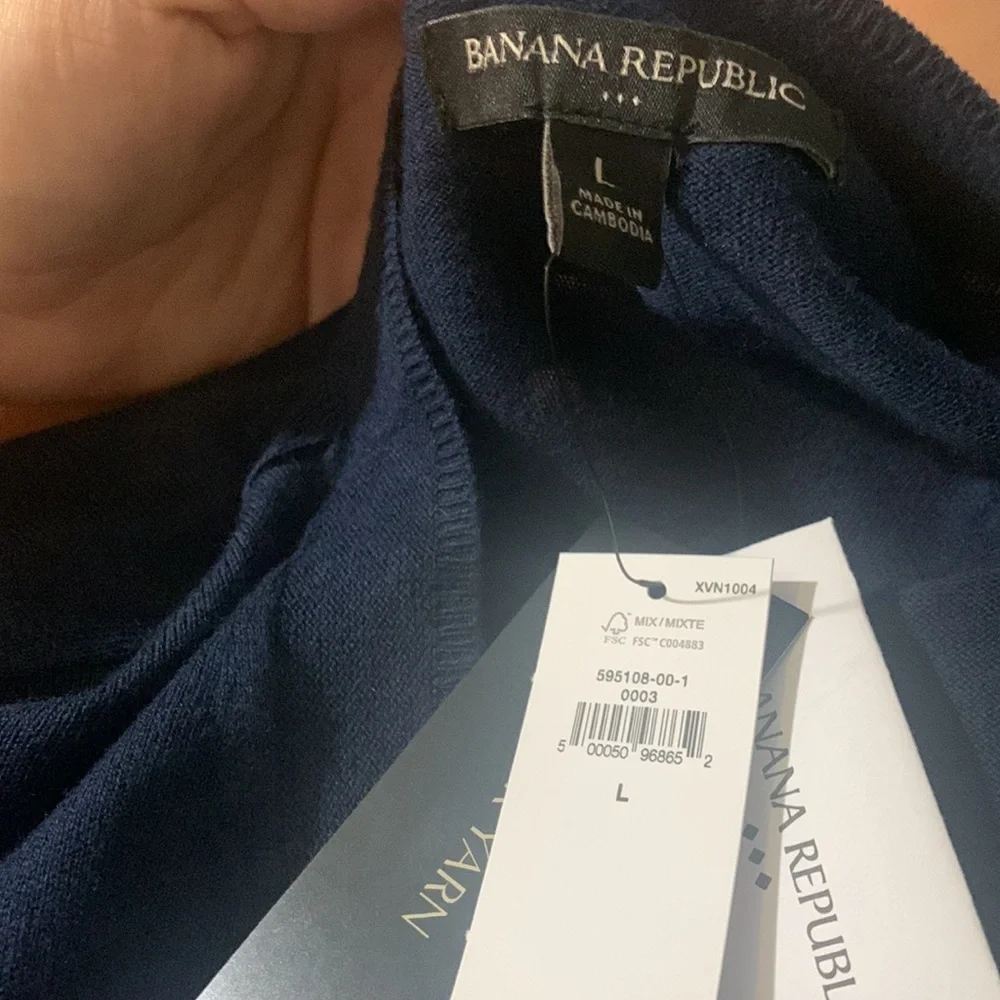 Banana Republic Factory Washable Forever Crew-Neck Cardigan - Navy - NWT - Picture 3 of 4